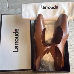 Larroude Brown Caramel Leather Mules